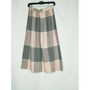 RRRRRuss Womens Vintage Skirt Pink  Plaid Midi Pleated Pocket union made buttons